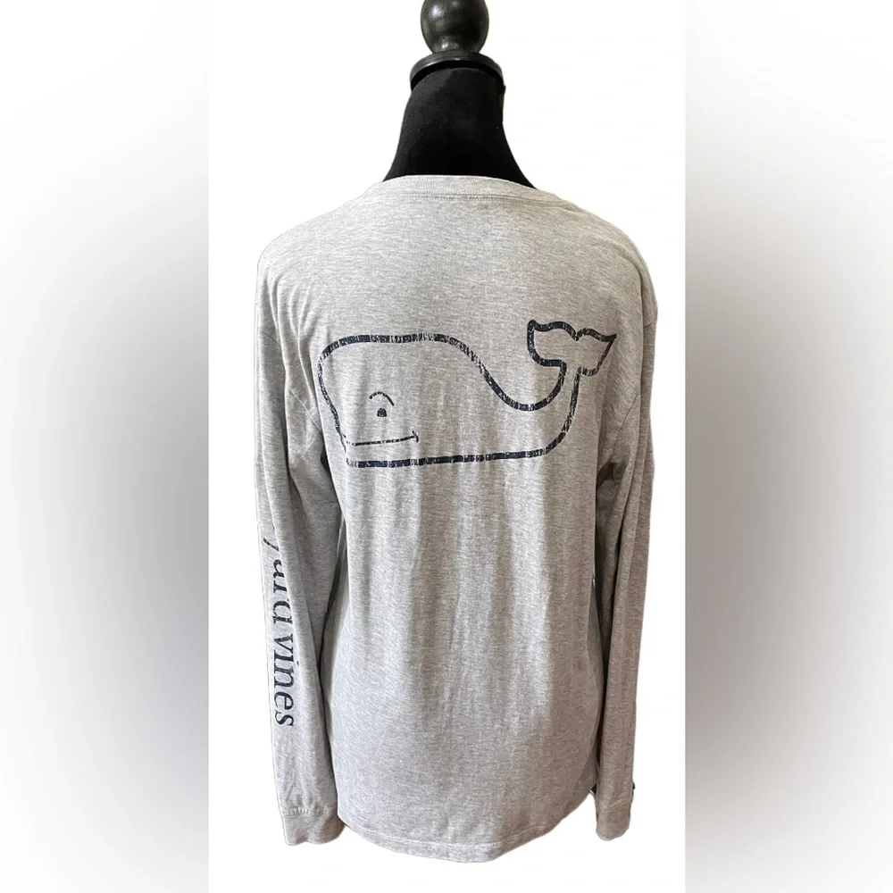 Vineyard Vines: Gray Long Sleeve Shirt with Whale Logo